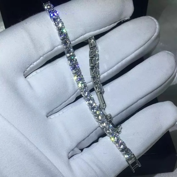 Sim Dia Other - 4-5mm Silver Full Drill Tennis Crystals Bracelet